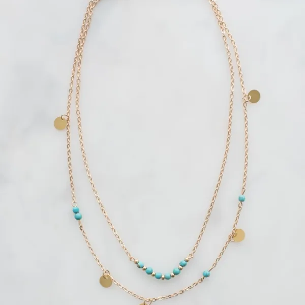 Turquoise drop necklace in gold tone