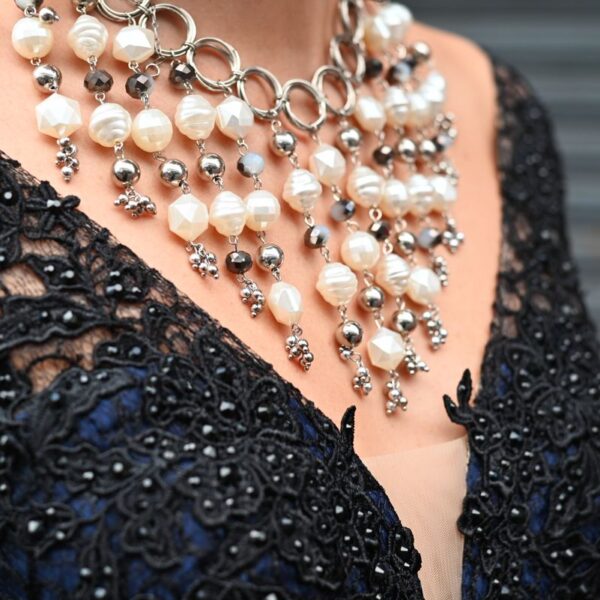 Pearl cascade statement necklace