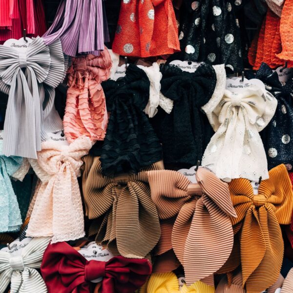 Fabric hair bow scrunchie set