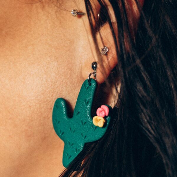Turquoise cactus drop earrings