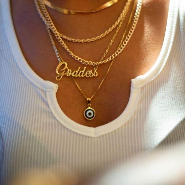 Layered gold-tone evil eye necklace