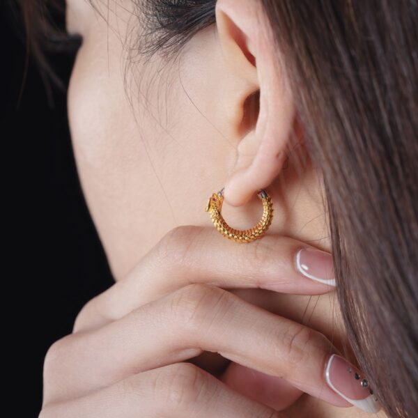 Small gold-tone textured hoop earrings