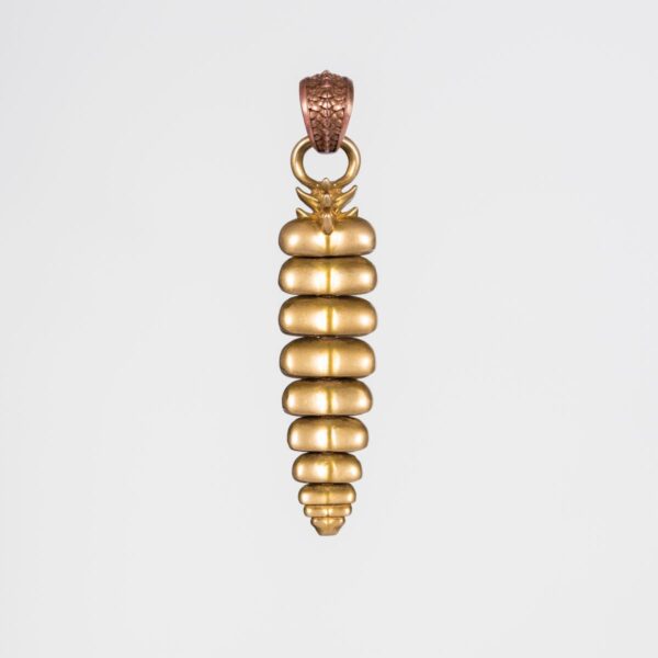 Gold-tone ribbed spiral pendant