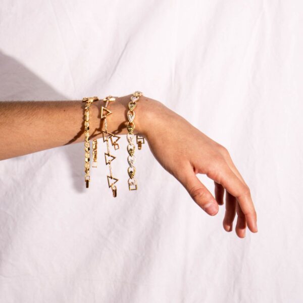 Gold-tone geometric charm bracelet