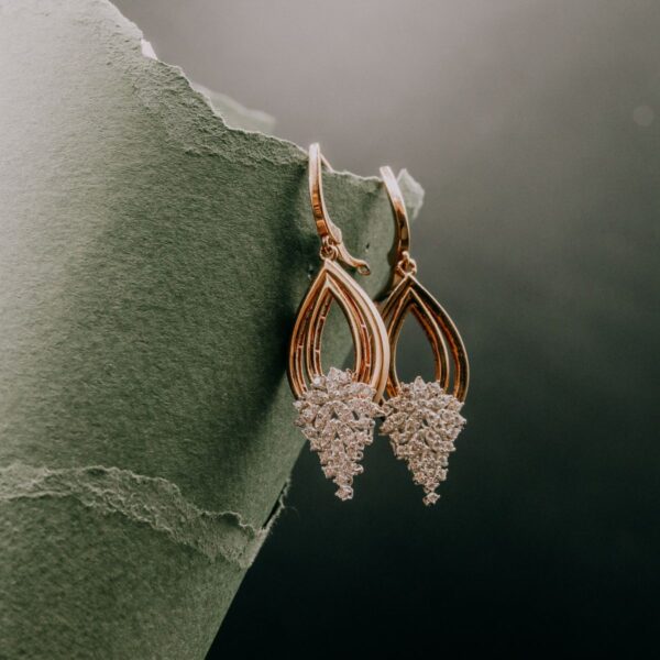 Gold-tone crystal teardrop drop earrings