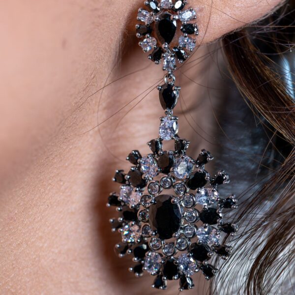 Black crystal statement earrings