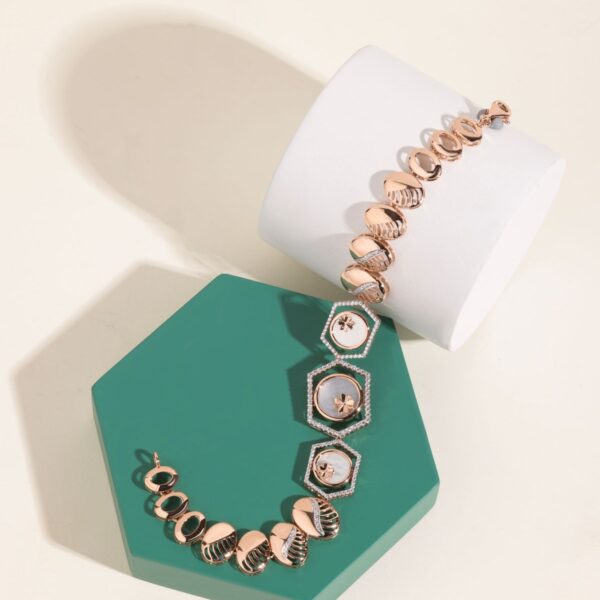 Rose gold-tone geometric link bracelet