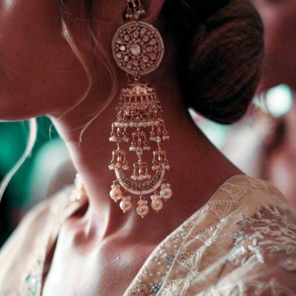Gold-tone bridal chandelier earrings