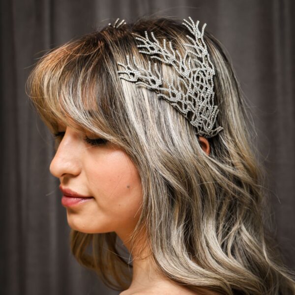Silver-tone leaf hairband