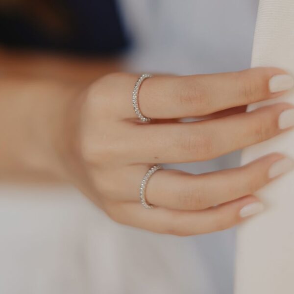 Dainty silver-tone stackable rings