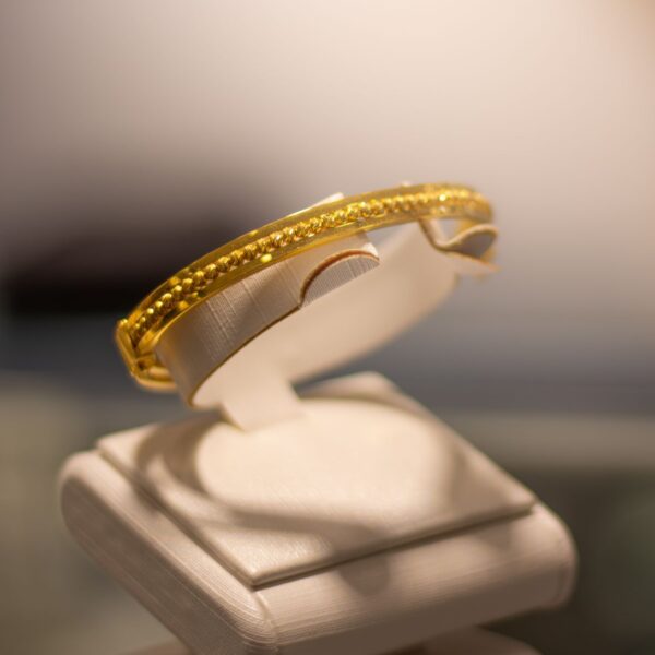 Slim beaded gold-tone cuff bracelet