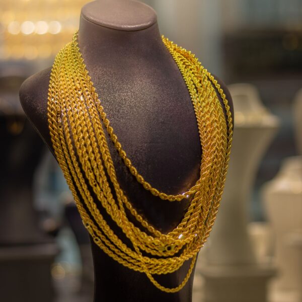 Layered gold-tone rope chain necklace