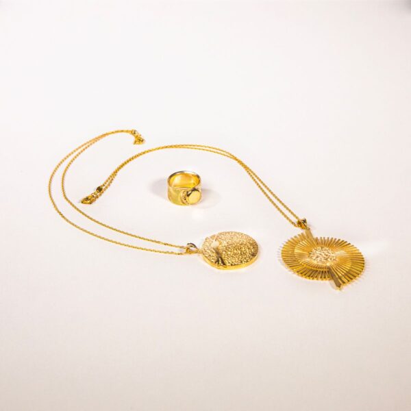 Gold-tone double coin pendant necklace