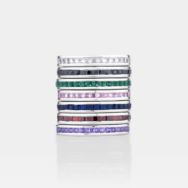 Rainbow crystal stackable ring set
