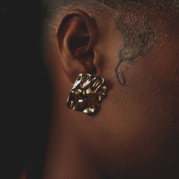 Hammered gold-tone statement stud earrings