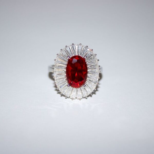 Ruby-red crystal cocktail ring