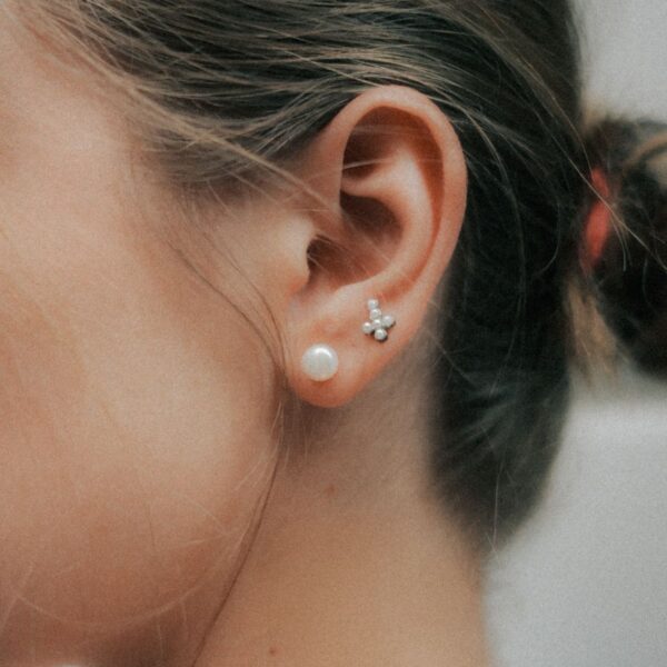 Pearl and crystal double stud earrings