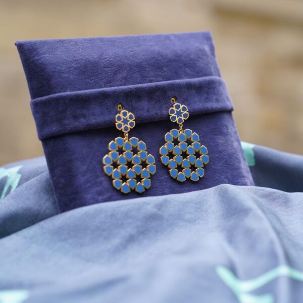 Turquoise blue filigree drop earrings