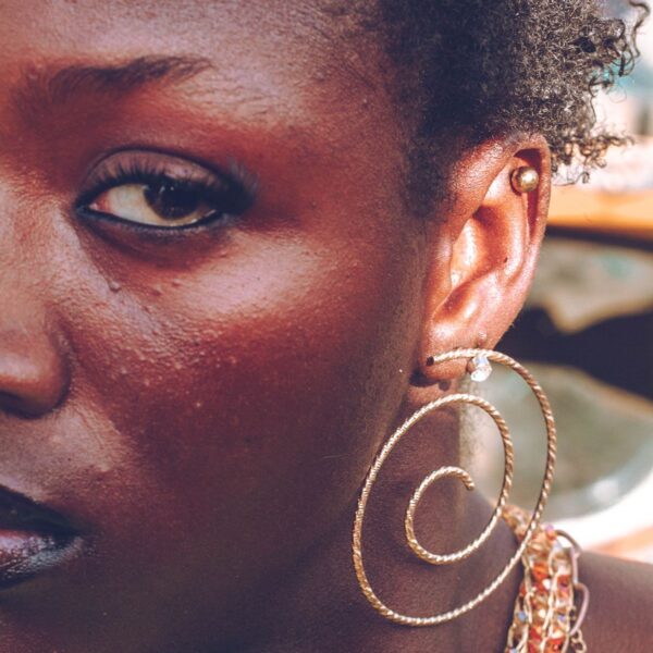 Gold-tone spiral statement earrings