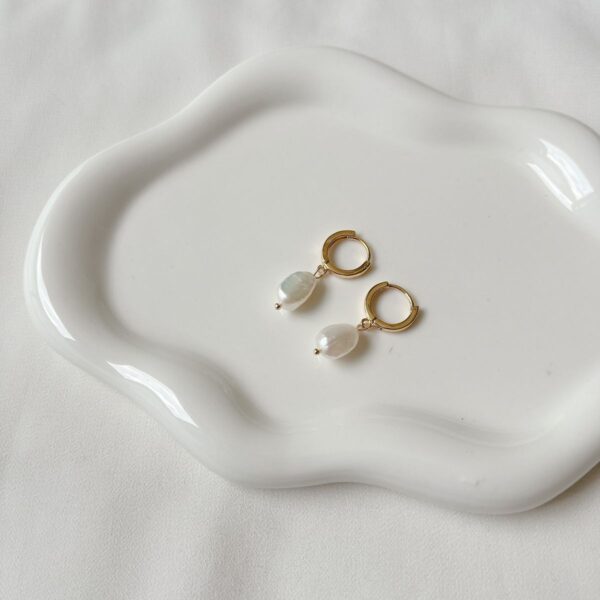 Pearl drop mini hoop earrings