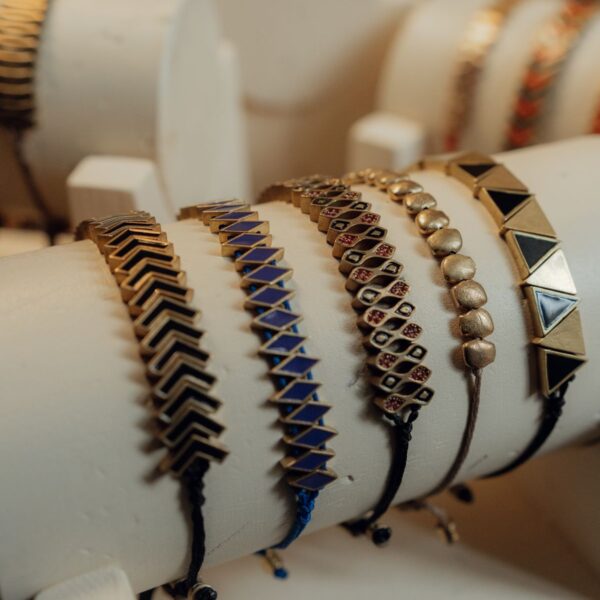 Blue enamel chevron bracelet