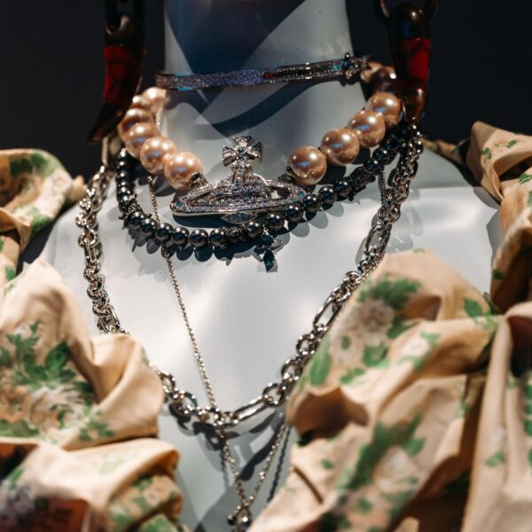 Black and silver-tone layered statement necklace