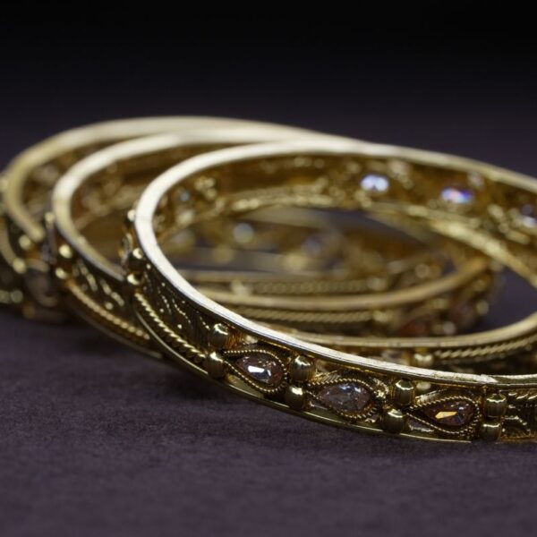 Ornate gold-tone bangle set