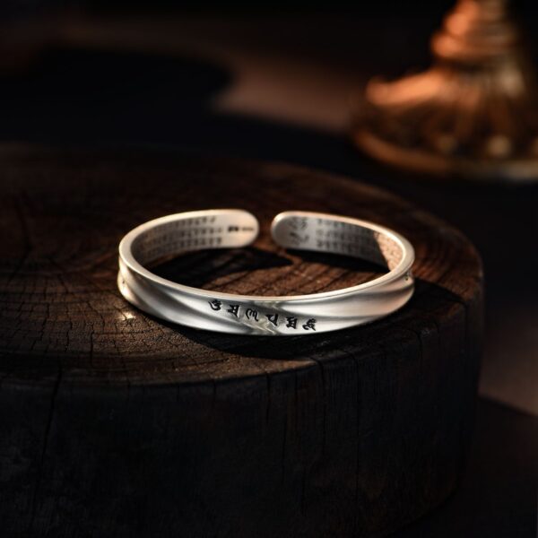 Silver-tone engraved cuff bracelet