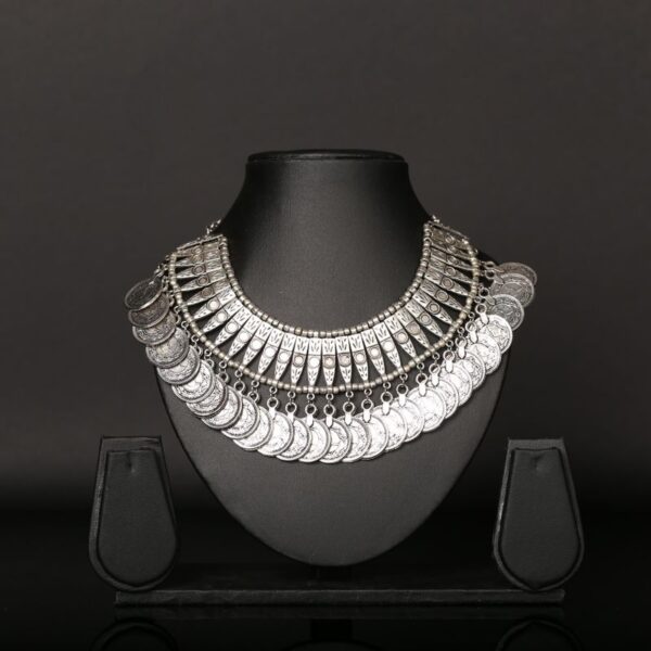 Silver-tone coin collar necklace