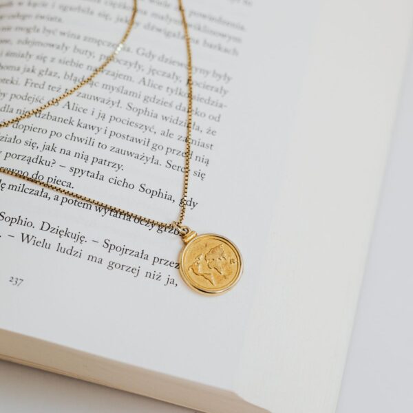 Gold-tone vintage coin necklace