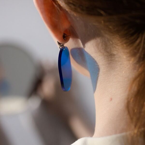 Blue acrylic drop earrings