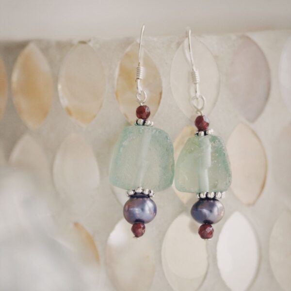 Sea glass green drop earrings